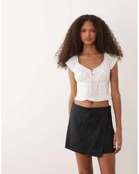 Mango - Mini Skort Van Linnenmix - Lyst
