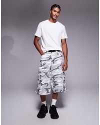 Liquor N Poker - – extra weite jeans-jorts mit em military-muster - Lyst
