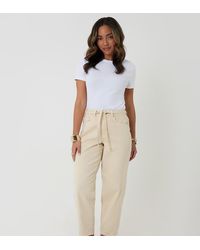 Threadbare - Petite Belted Barrel Leg Jeans - Lyst
