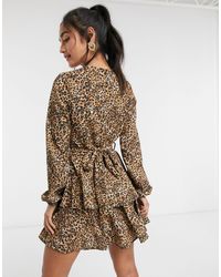 john zack plus plunge front skater dress in contrast leopard