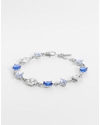 ASOS - Oval And Diamond Blue Crystal Stone Set Bracelet - Lyst