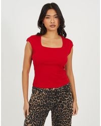 Brave Soul - Square Neck Short Sleeve T-Shirt - Lyst