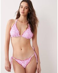 Peek & Beau - Triangle Bikini Top With Frill Trim - Lyst