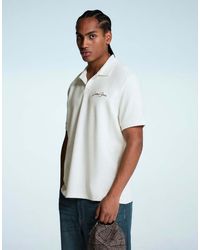 Bershka - Embroidered Structured Short Sleeve Polo Shirt - Lyst