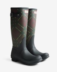 HUNTER - Original Tall Tartan Print Wellington Boots - Lyst