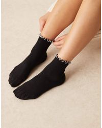 ASOS - Calcetines Negros Con Volante Y Purpurina Plateada De - Lyst