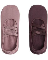 Oysho - 2 Pairs Of Invisible Yoga And Pilates Polyamide Blend Socks With Double Straps - Lyst