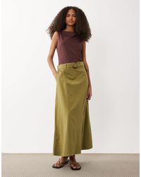Jdy - Jupe longue en lin mélangé à taille haute et ceinture - Lyst