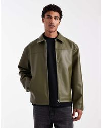 ASOS - Faux Leather Harrington Jacket - Lyst