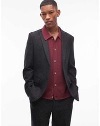 TOPMAN - Slim Salt And Pepper Wool Mix Suit Jacket - Lyst