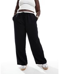 ASOS - Asos Design Curve Tailored Wide Leg Trousers With Contrast Waistband - Lyst