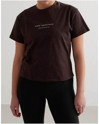 Aim'n - Cacao Serif Boxy T-Shirt - Lyst