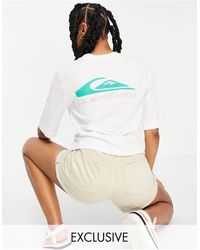Quiksilver – t-shirt mit halblangen ärmeln und logo - Weiß