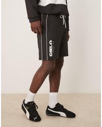 ASOS - Pantalones Cortos Negros Extragrandes Con Detalle Estampado De Tejido Efecto Neopreno De (Parte De Un Conjunto) - Lyst