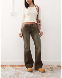 Weekday - Vaqueros De Corte Bootcut Y Talle Bajo Con Lavado Marrón Oscuro Nova De - Lyst