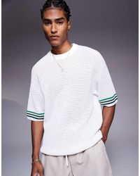 The Couture Club - Camiseta Blanca Extragrande Con Ribetes Verdes De Punto De -Blanco - Lyst
