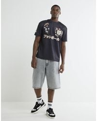 River Island - Denim Embroidered Pocket Jorts - Lyst