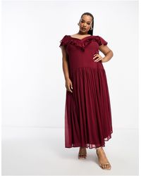 ASOS - Asos Design Curve Flutter Sleeve Ruffle Midi Dress With Open Back - Lyst