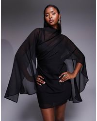 ASOS - Drape Front Extreme Cape Sleeve Mini Dress - Lyst