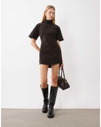 ASOS - Washed Cord Mini Shift Dress With Funnel Neck - Lyst