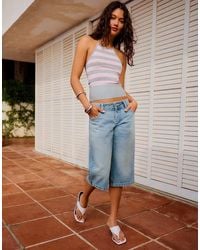 Bershka - Straight Denim Bermuda Shorts - Lyst