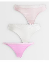 ASOS - 3 Pack Cotton Thong With Lace Trim - Lyst