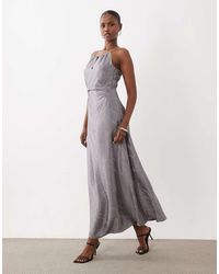 Y.A.S - Cinched Waist Textured Satin Maxi Dress - Lyst