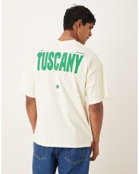 SELECTED - Camiseta Verde Extragrande Con Estampado "Tuscany" En La Espalda De - Lyst