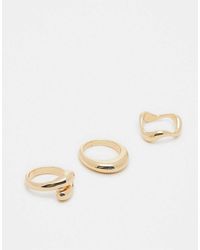 ASOS - Set Van 3 Verschillende Ringen Met Minimalistisch Ontwerp - Lyst