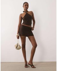 Missy Empire - Double Sculpted Slinky Ruched Detail Mini Skirt - Lyst