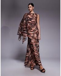 ASOS - Layered Sleeve Overlay Maxi Dress With Draped Skirt - Lyst