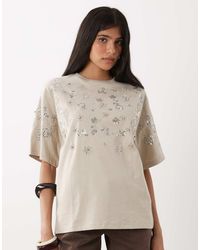 Miss Selfridge - Festival Embellished Oversized Tee - Lyst