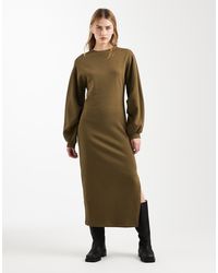 ASOS - Cotton Balloon Sleeve Midi Sweat Dress - Lyst