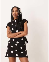 ASOS - Zachte Gebreide Mini Rok Met Stippen, Deel Van Co-Ord Set - Lyst