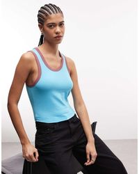 Collusion - Vest Top With Contrast Binding Teal - Lyst