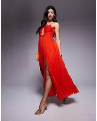 ASOS - Plunge Wi Bodice Pleated Skirt Cami Maxi Dress - Lyst