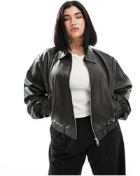 ASOS - Asos Design Curve Faux Leather Top Collar Detail Jacket - Lyst