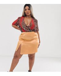 ASOS Mini-jupe fendue en satin - Orange