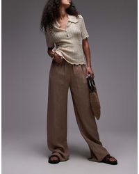 Mango - Crinkle Elasticated Waist Straight Leg Trouser - Lyst