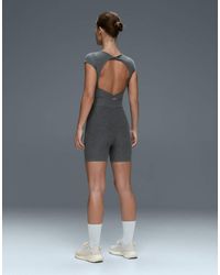 Oysho - Comfortlux Marl Open-Back Short Jumpsuit - Lyst