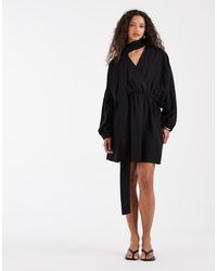 & Other Stories - Scarf Detail Linen Look Wrap Mini Dress - Lyst