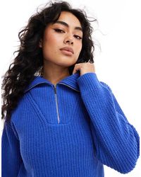 Bershka - 1/4 Zip Ribbed Knitted Jumper - Lyst