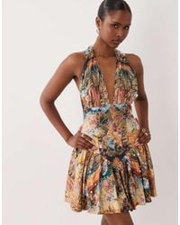 ASOS - Embellished Halter Neck Mini Dress - Lyst