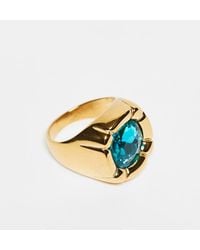 Kaiia - Exclusive Stainless Steel Blue Stone Pillow Ring - Lyst