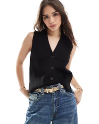 New Look - Button Down Knitted Waistcoat - Lyst