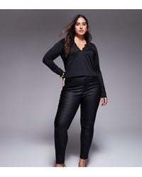 ASOS - Vaqueros Negros Revestidos De Corte Pitillo Ultimate De Asos Design Curve - Lyst