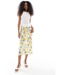 Wednesday's Girl - Lemon Print Bias Cut Midaxi Skirt - Lyst