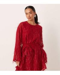 Vila - Fluffy Textu Tie Waist Mini Dress - Lyst