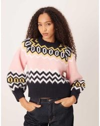 ASOS - Crew Neck Clean Structured Fairisle Jumper - Lyst
