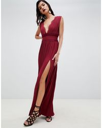 asos design pleated panelled flutter sleeve maxi dress with lace inserts
